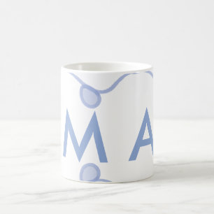 Simple monogram add your name letter blue leaf coffee mug