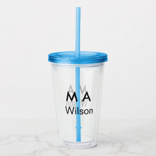 Simple monogram add your name letter man minimal acrylic tumbler