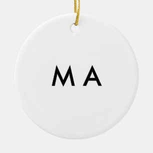 Simple monogram add your name letter man minimal ceramic ornament