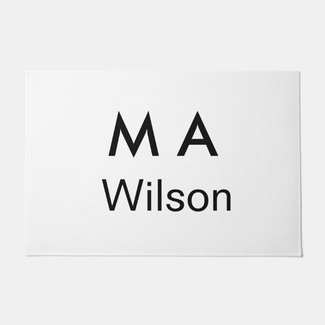 Simple monogram add your name letter man minimal   doormat (Front)