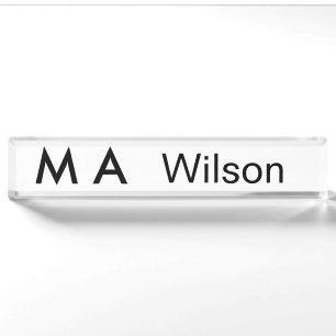 Simple monogram add your name letter man minimal nameplate