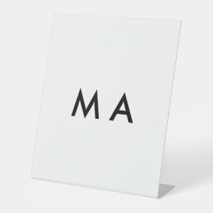 Simple monogram add your name letter man minimal pedestal sign