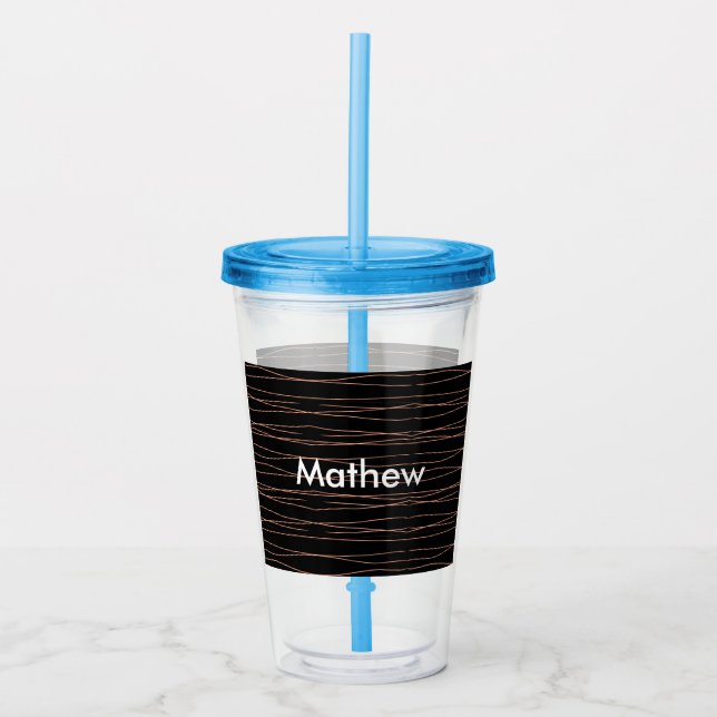 Simple monogram add your name letter man minimal t acrylic tumbler (Front)