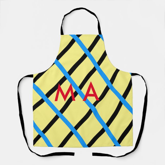 Simple monogram add your name letter man minimal t apron (Front)