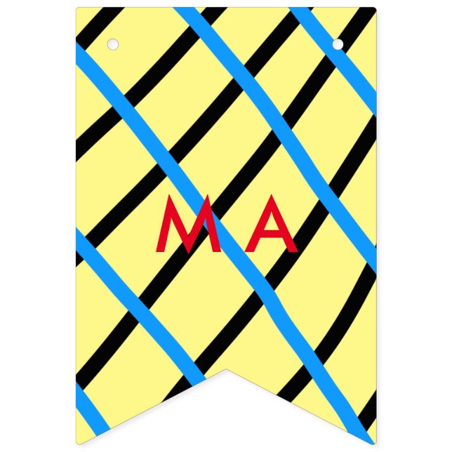 Simple monogram add your name letter man minimal t bunting  (Second Flag)