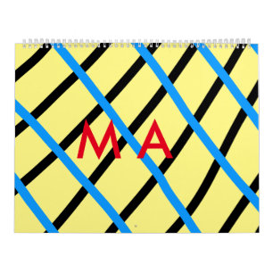 Simple monogram add your name letter man minimal t calendar