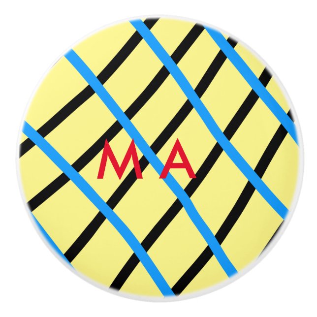 Simple monogram add your name letter man minimal t ceramic knob (Front)