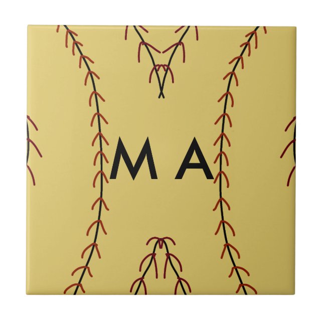Simple monogram add your name letter man minimal t ceramic tile (Front)