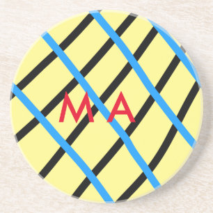 Simple monogram add your name letter man minimal t coaster
