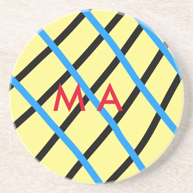 Simple monogram add your name letter man minimal t coaster (Front)