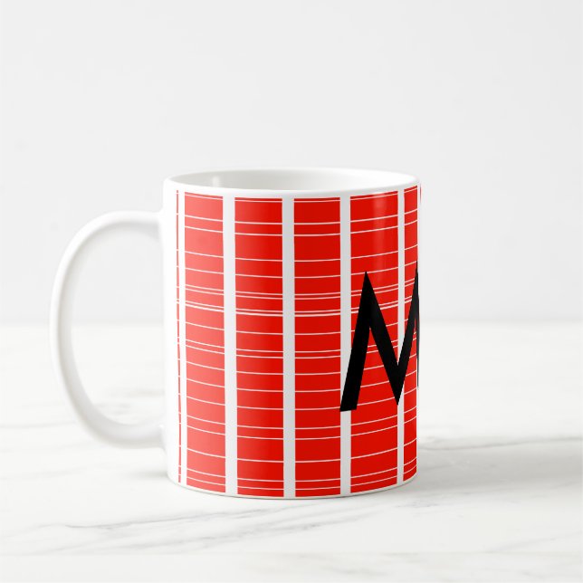 Simple monogram add your name letter man minimal t coffee mug (Left)