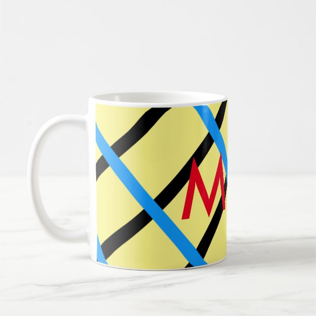 Simple monogram add your name letter man minimal t coffee mug (Left)