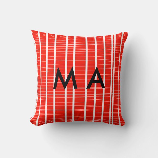 Simple monogram add your name letter man minimal t cushion (Front)