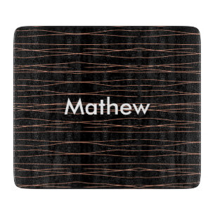 Simple monogram add your name letter man minimal t cutting board