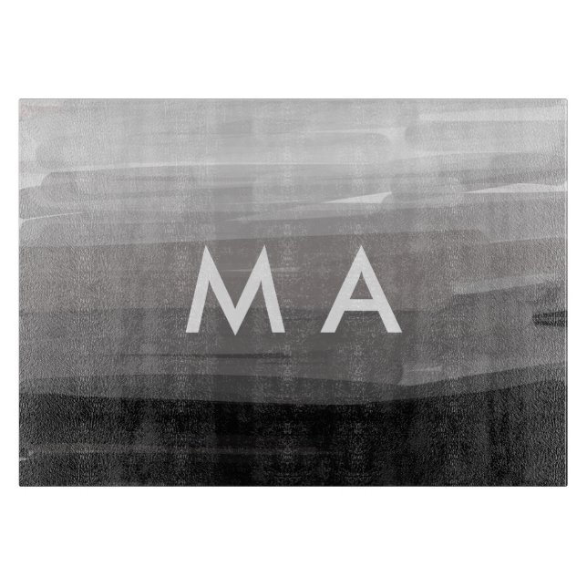 Simple monogram add your name letter man minimal t cutting board (Front)
