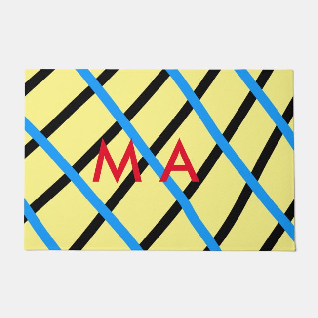 Simple monogram add your name letter man minimal t doormat (Front)