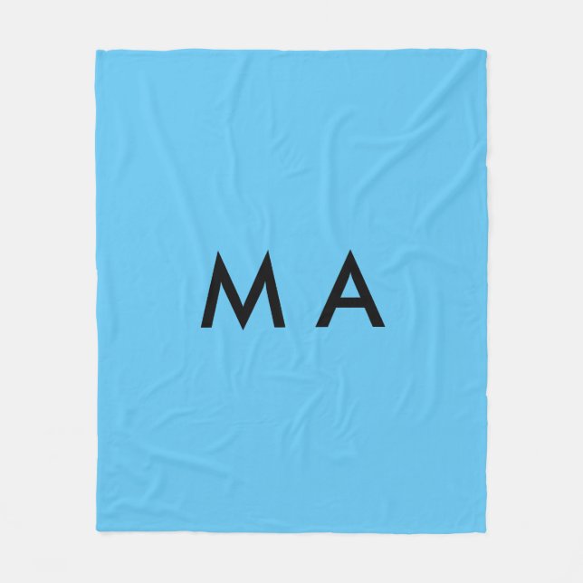 Simple monogram add your name letter man minimal t fleece blanket (Front)