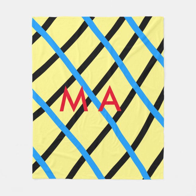 Simple monogram add your name letter man minimal t fleece blanket (Front)