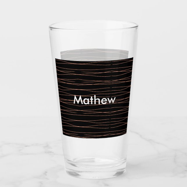 Simple monogram add your name letter man minimal t glass (Front)