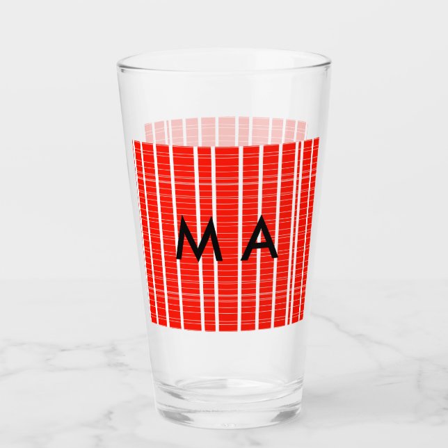 Simple monogram add your name letter man minimal t glass (Front)