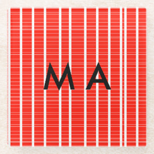 Simple monogram add your name letter man minimal t glass coaster