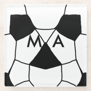 Simple monogram add your name letter man minimal t glass coaster