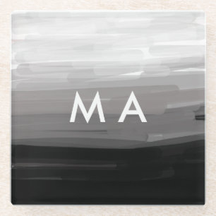 Simple monogram add your name letter man minimal t glass coaster