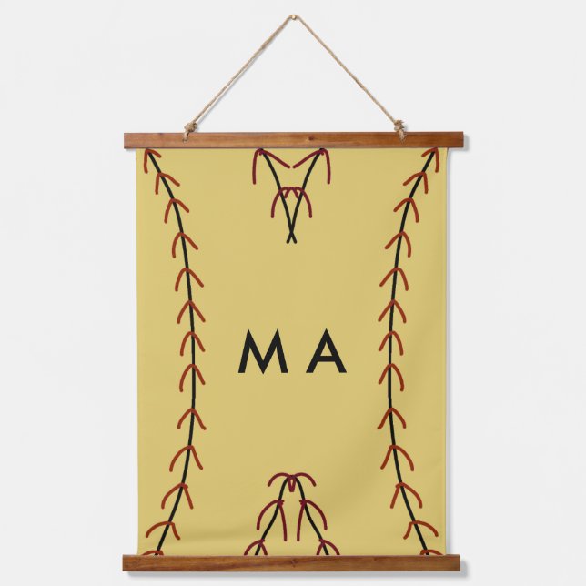 Simple monogram add your name letter man minimal t hanging tapestry (Front)