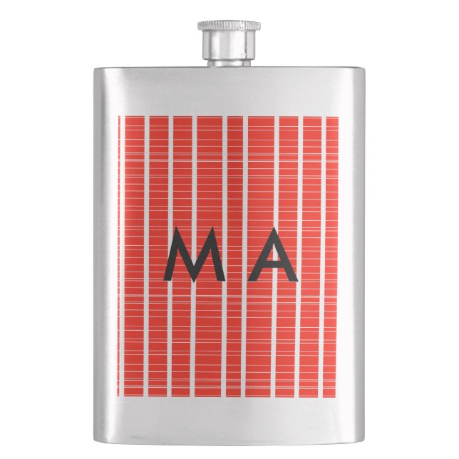 Simple monogram add your name letter man minimal t hip flask (Front)