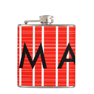 Simple monogram add your name letter man minimal t hip flask