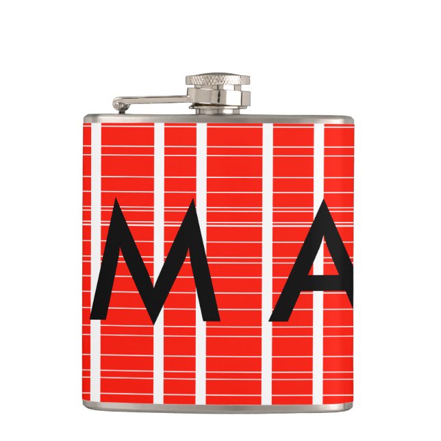 Simple monogram add your name letter man minimal t hip flask (Front)