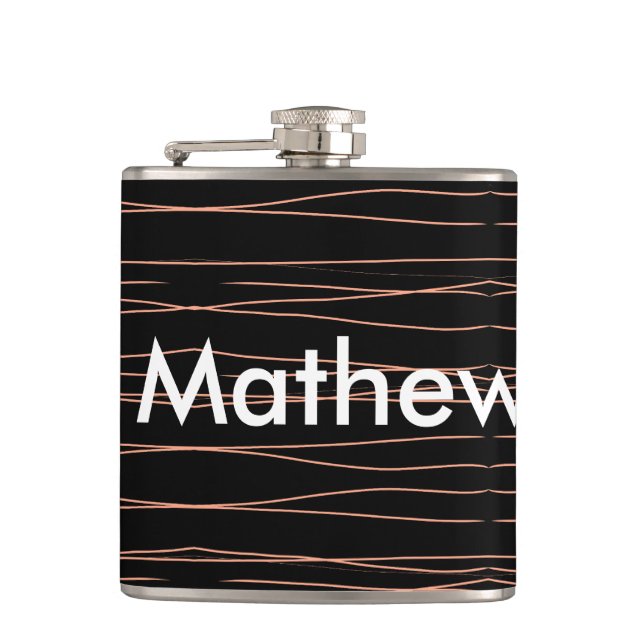 Simple monogram add your name letter man minimal t hip flask (Front)