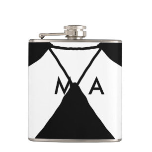Simple monogram add your name letter man minimal t hip flask