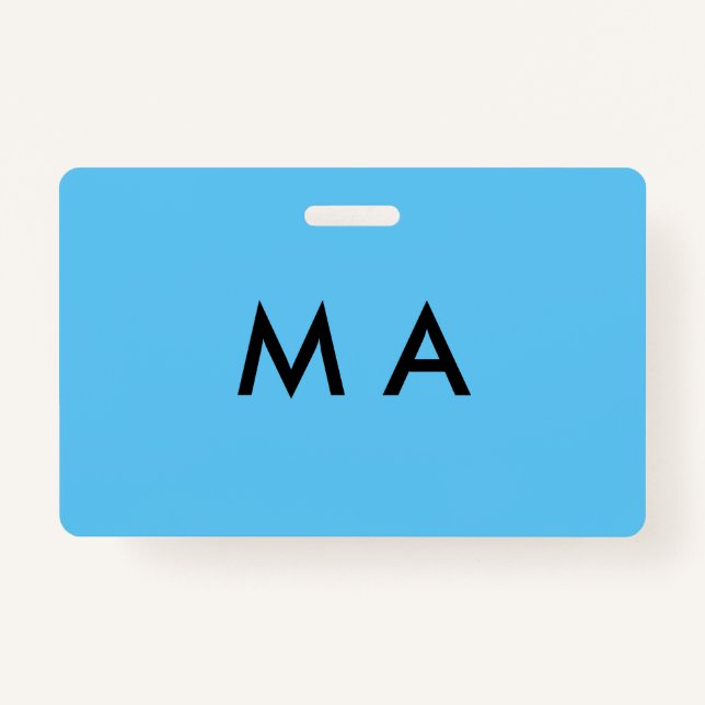 Simple monogram add your name letter man minimal t ID badge (Front)