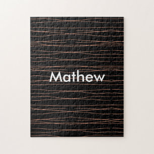 Simple monogram add your name letter man minimal t jigsaw puzzle