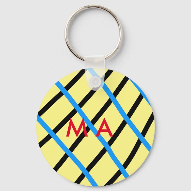 Simple monogram add your name letter man minimal t key ring (Front)