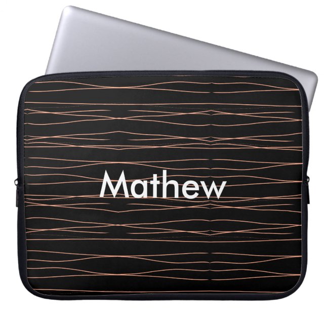 Simple monogram add your name letter man minimal t laptop sleeve (Front)