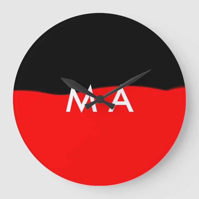 Simple monogram add your name letter man minimal t large clock (Front)