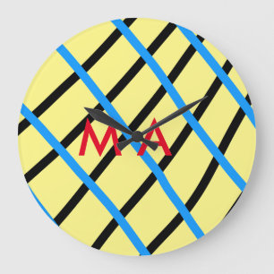 Simple monogram add your name letter man minimal t large clock