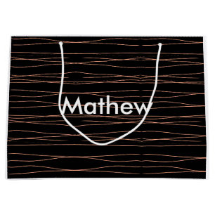 Simple monogram add your name letter man minimal t large gift bag