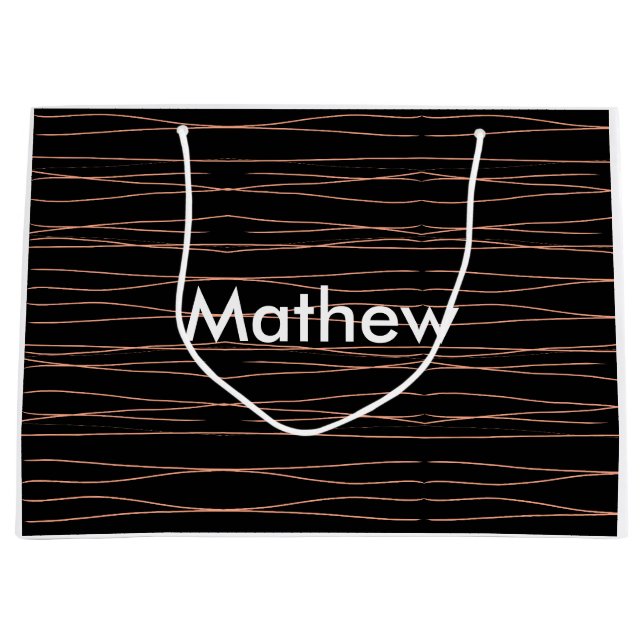 Simple monogram add your name letter man minimal t large gift bag (Front)