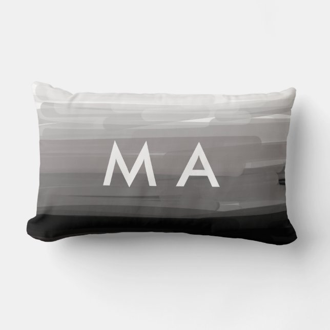 Simple monogram add your name letter man minimal t lumbar cushion (Front)
