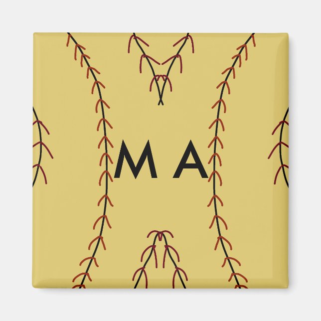 Simple monogram add your name letter man minimal t magnet (Front)
