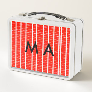 Simple monogram add your name letter man minimal t metal lunch box