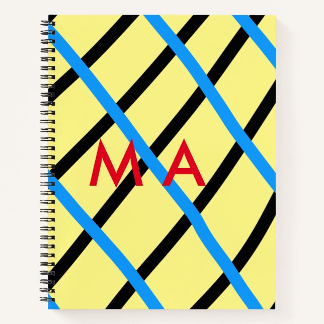 Simple monogram add your name letter man minimal t notebook (Front)