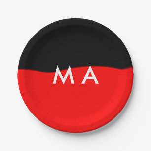Simple monogram add your name letter man minimal t paper plate