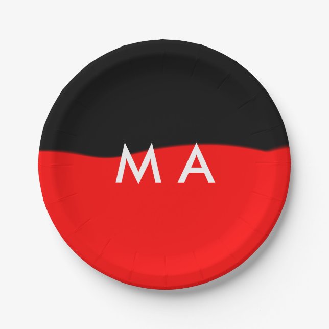 Simple monogram add your name letter man minimal t paper plate (Front)