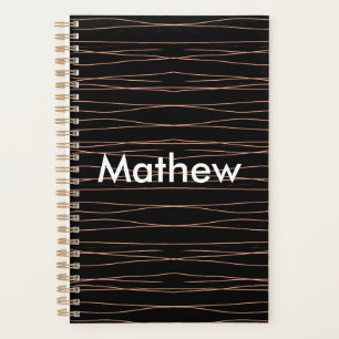 Simple monogram add your name letter man minimal t planner
