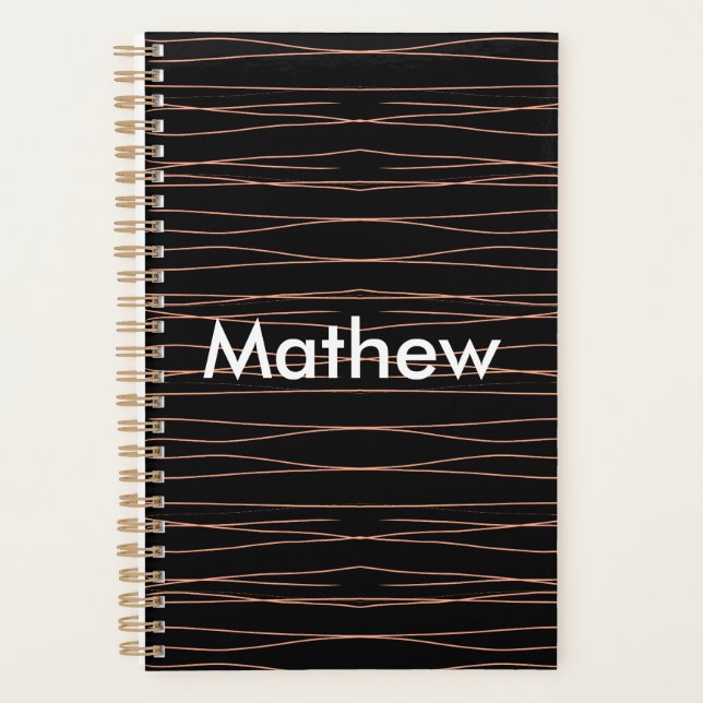 Simple monogram add your name letter man minimal t planner (Front)
