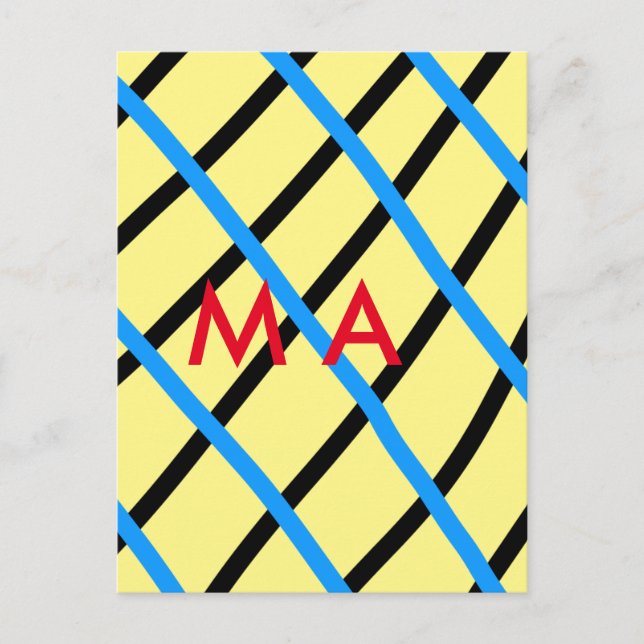 Simple monogram add your name letter man minimal t postcard (Front)
